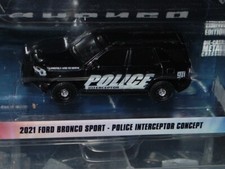 GREENLIGHT 2021 FORD BRONCO SPORT POLICE INTERCEPTOR -Black/White, MIP