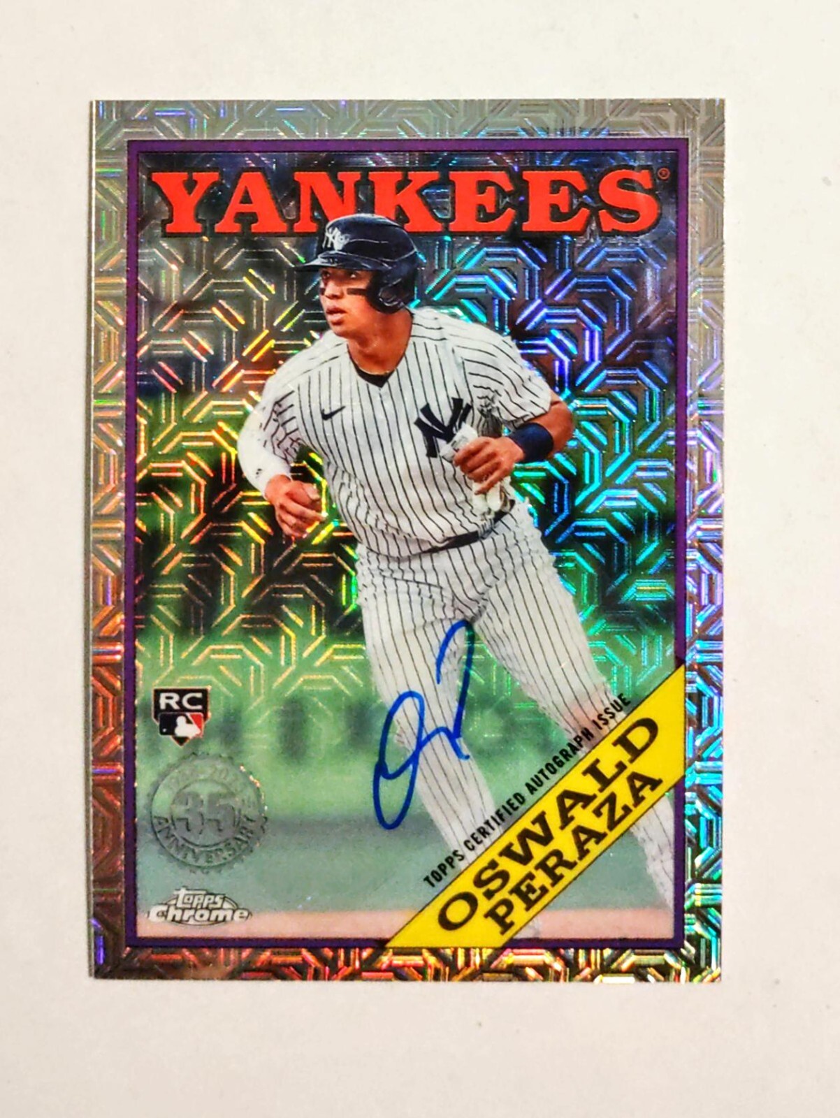 Oswald Peraza 2023 Topps Chrome RC AUTO Silver Pack REFRACTOR 193/199 Mojo z70