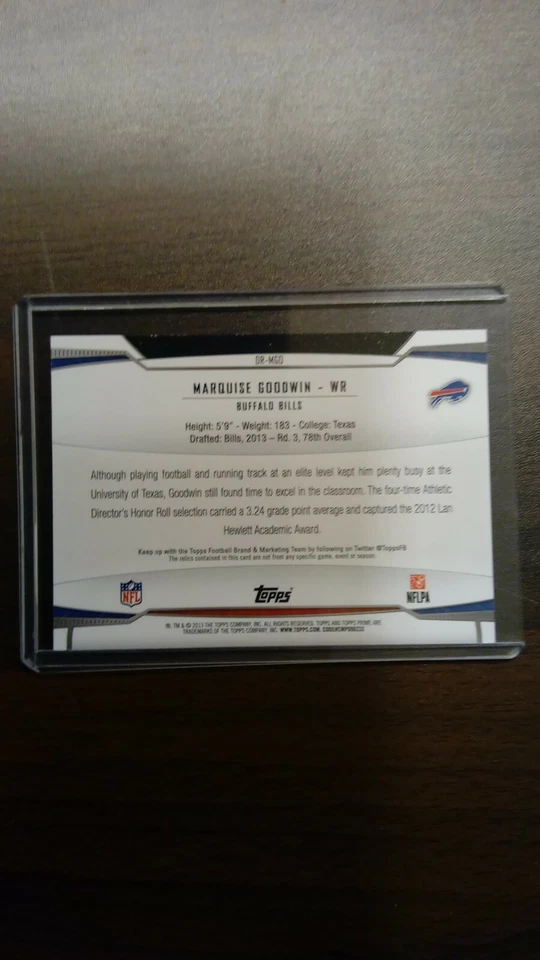 2013 Topps Prime Rookie Marquise Goodwin 2 patch Gold #99 - Image 2 of 2