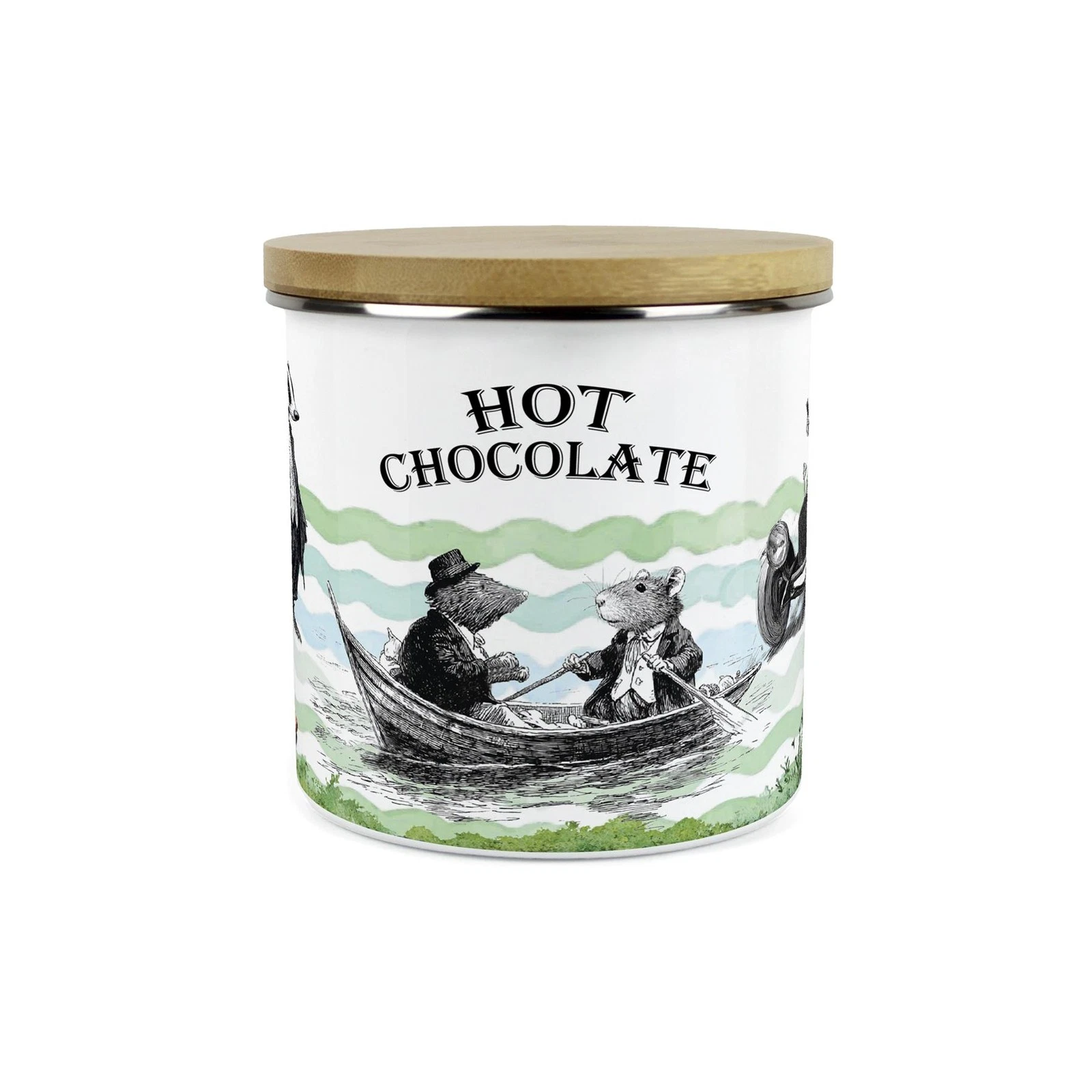 Wind in the Willows Hot Chocolate Canister - Enamel 1.2L Kitchen Storage Gift