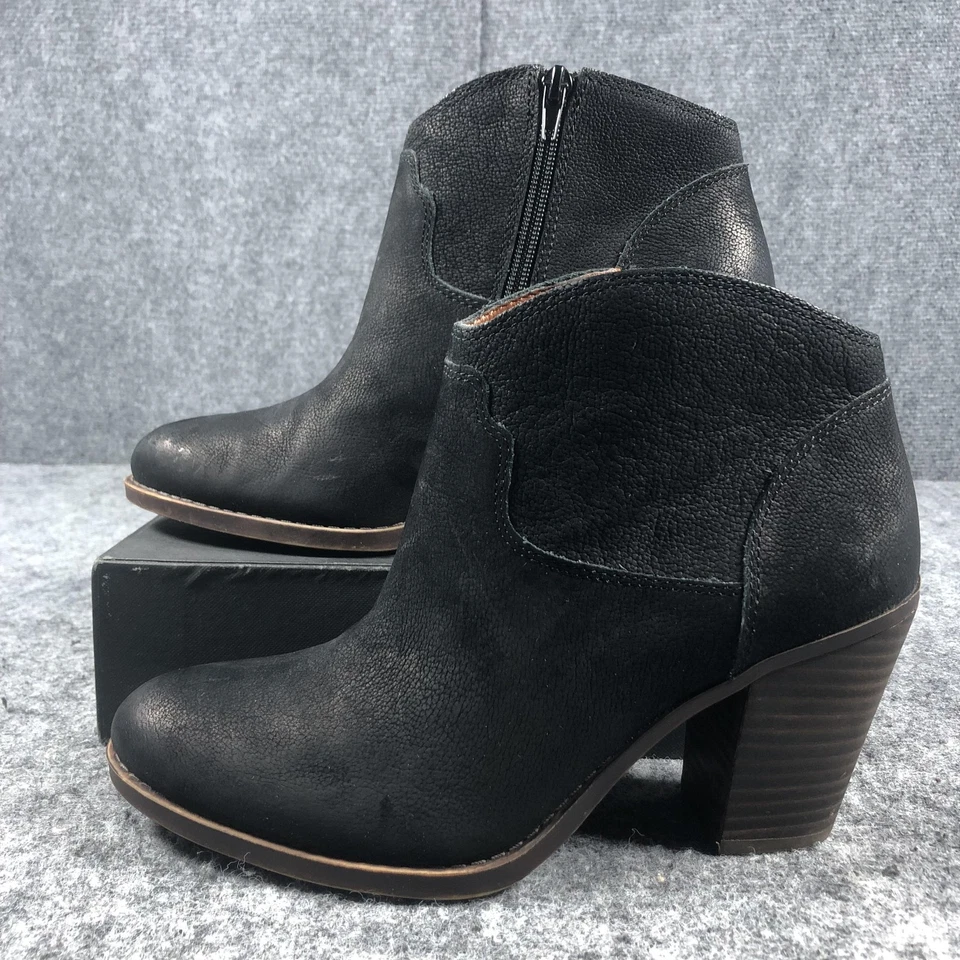 Lucky Brand LK-Eller Ankle Boots Womens Size 9M Black Leather Booties Side Zip - Image 3 of 4