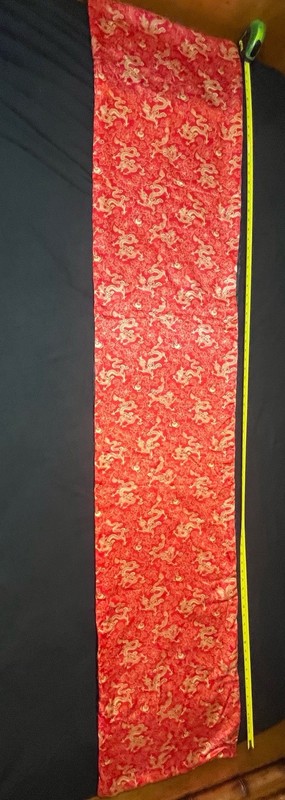 Antique Vintage Red And Gold Chinese Silk Yunjian Shawl Or Scarf Embroidery