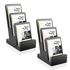 2 Pieces 3-Tier Black Brochure Holder Display Brochure Display Stand Wood