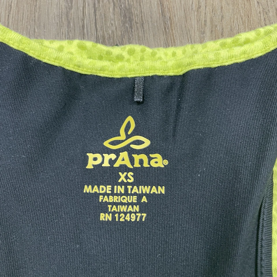 Camiseta sin mangas Prana para mujer XS amarilla verde espalda deportiva sujetador incorporado ropa deportiva gimnasio Foto 3 de 4
