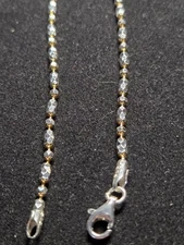 NWT 925 Italy FAS Sterling Silver Diamond-Cut Two-Tone Beaded Bracelet 3 Gms