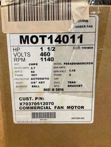 Trane MOT14011, 1.5HP, 1140RPM, 460v Motor