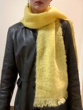 Vintage 100 Wool HIGHLANDS Mohair Butter Yellow Scarf Made in Scotland