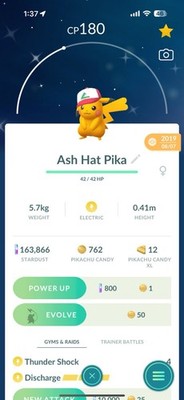 Ash Hat Shiny Pikachu ( Ash Hat Costume ) Very Rare