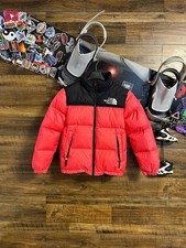 The North Face Youth Nuptse Puffer Jacket Red Black Size M 10/12 
