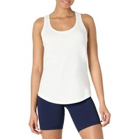 Yoga-Tanktop Damen Weiß M Baumwolle U-Ausschnitt Racerback Activewear