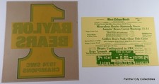 SWC Champions / 1974 Baylor Bears Decal & Postcard / Waco Texas Football