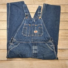 ROUND HOUSE Men  s Blue Denim Bib Carpenter Overalls 40 x 28 USA VINTAGE Work