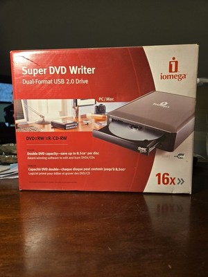 Iomega Super DVD Writer Dual-Format USB 2.0 Drive 16x Open Box untested