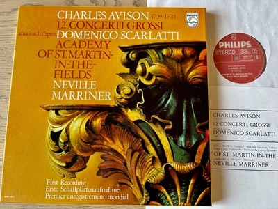 PHILIPS 6769 018 AVISON 12 CONC GROSSI AFTER D. SCARLATTI 3LP MARRINER (1979) NM