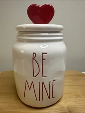 Rae Dunn BE MINE White w RED HEART Topper Lid Valentine Canister NEW