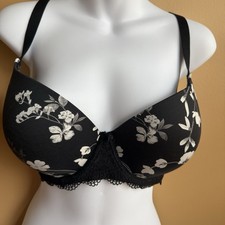 Auden Floral Back /White Demi Coverage Light Lift T-shirt Bra Size 36DDD