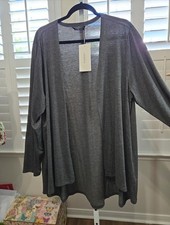 BloomChic Gray Solid Open Front Cardigan Swea...