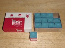 ONE BOX OF MASTER BILLIARD SKY BLUE PREMIUM QUALITY CHALK-12 PIECES/1 DOZEN-NEW
