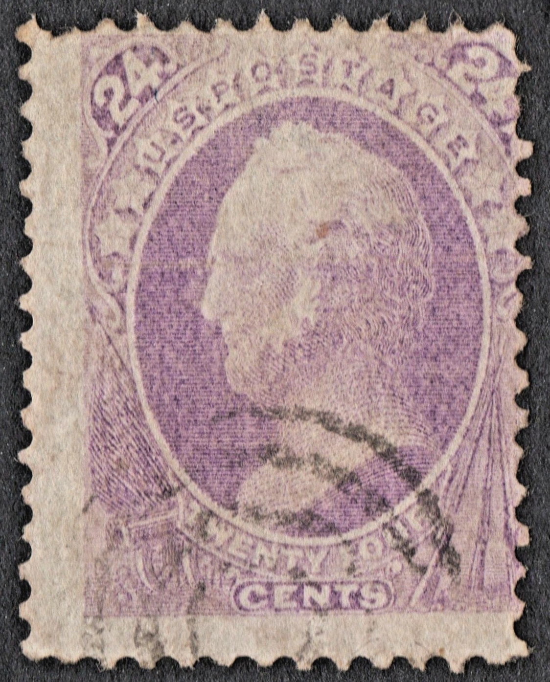 US Sc# 153 USED { 24c PURPLE SCOTT } LIGHT FANCY CANCEL FROM 1870 CV$ 210.00