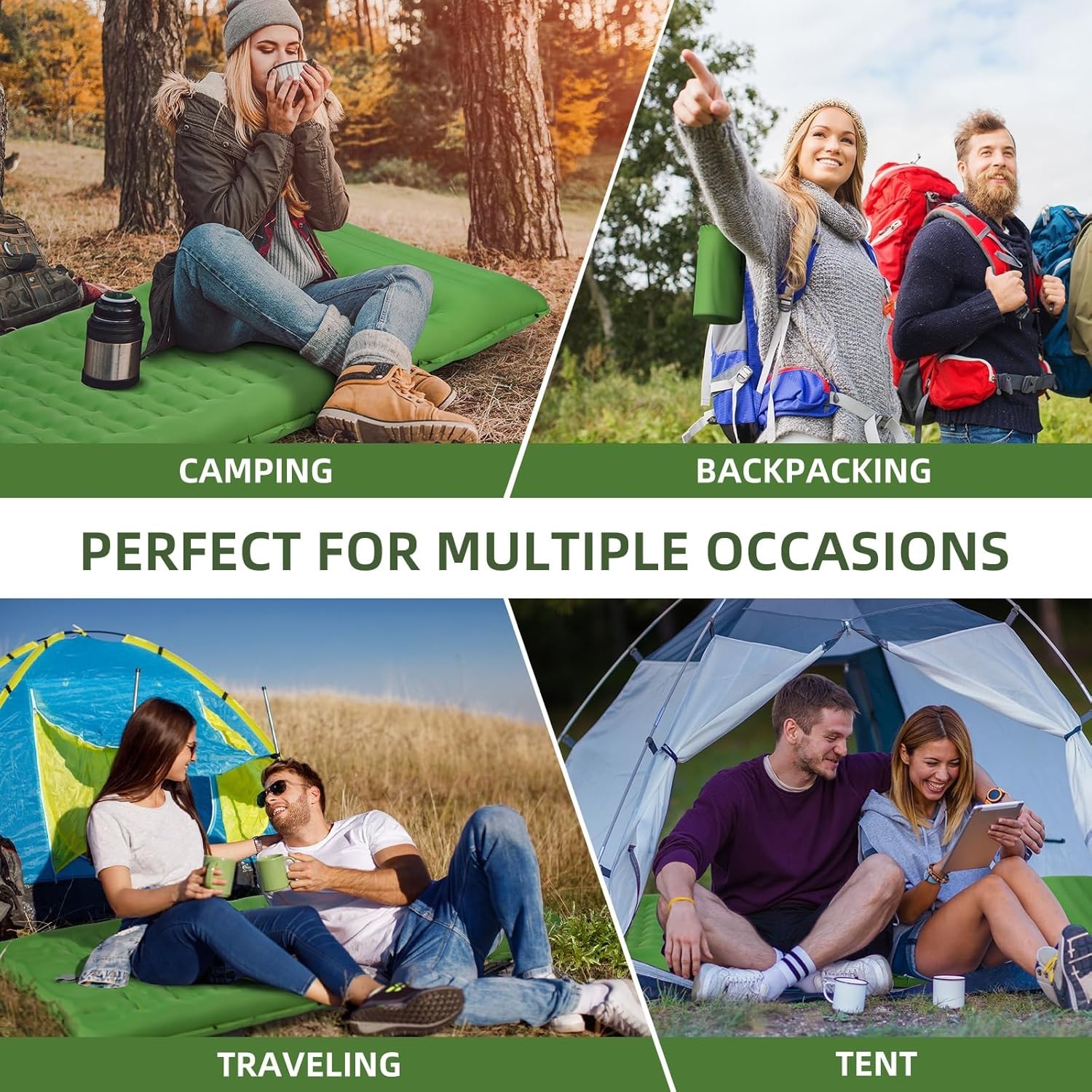 Camping Sleeping Pad, Extra Thick 5 Inch Camping Mat with Pillow, Built-in Fo...