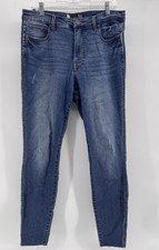 KUT From The Kloth Dark Wash Distressed Frayed Ankle Hem Skinny Jeans Sz 10