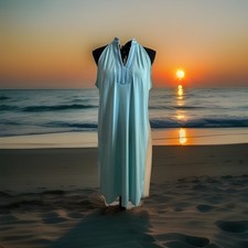 Sunset & Sweet Tea Aqua Beaded Sleevless Dress Size L Bust 22”