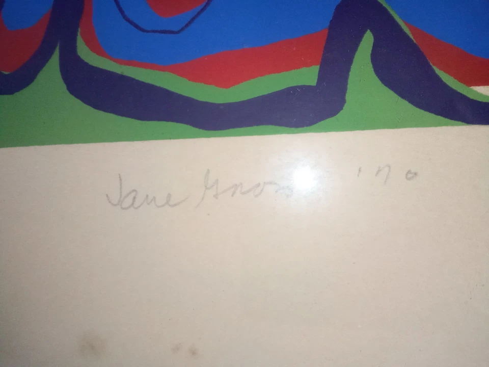 ВИНТАЖНАЯ АБСТРАКТНАЯ ЛИТОГРАФИЯ ДЖЕЙН ГРОСС С ПОДПИСЬЮ ED 10 1970 МОДЕРНИСТСКОЕ ИСКУССТВО ПОЗОЛОТА... - Изображение 2 из 4