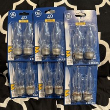 12 GE Light Bulbs 40Watts Bent Tip Crystal Cl...