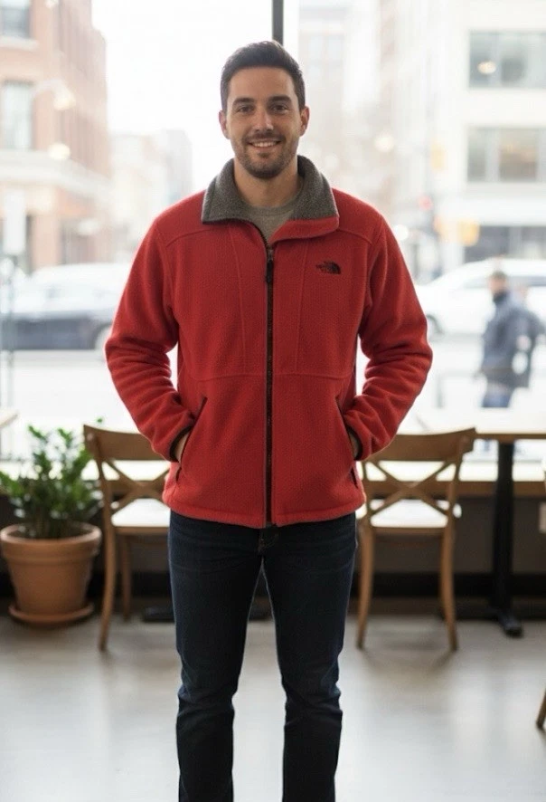 The North Face Vintage Fleece Zipper Jacket Made in USA Red Size Small Unisex