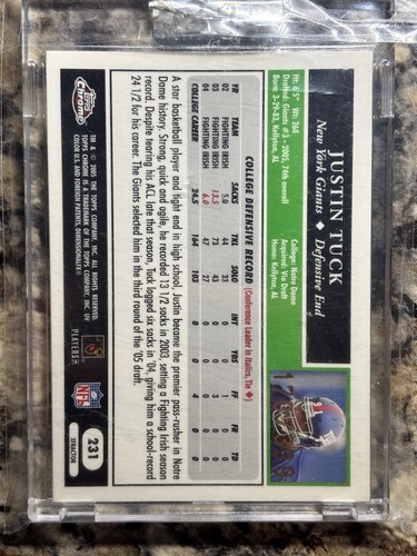 2005 Justin Tuck Topps Chrome Xfractor Gold RC /399 Rookie! Sealed Uncirculated! - Picture 2 of 2