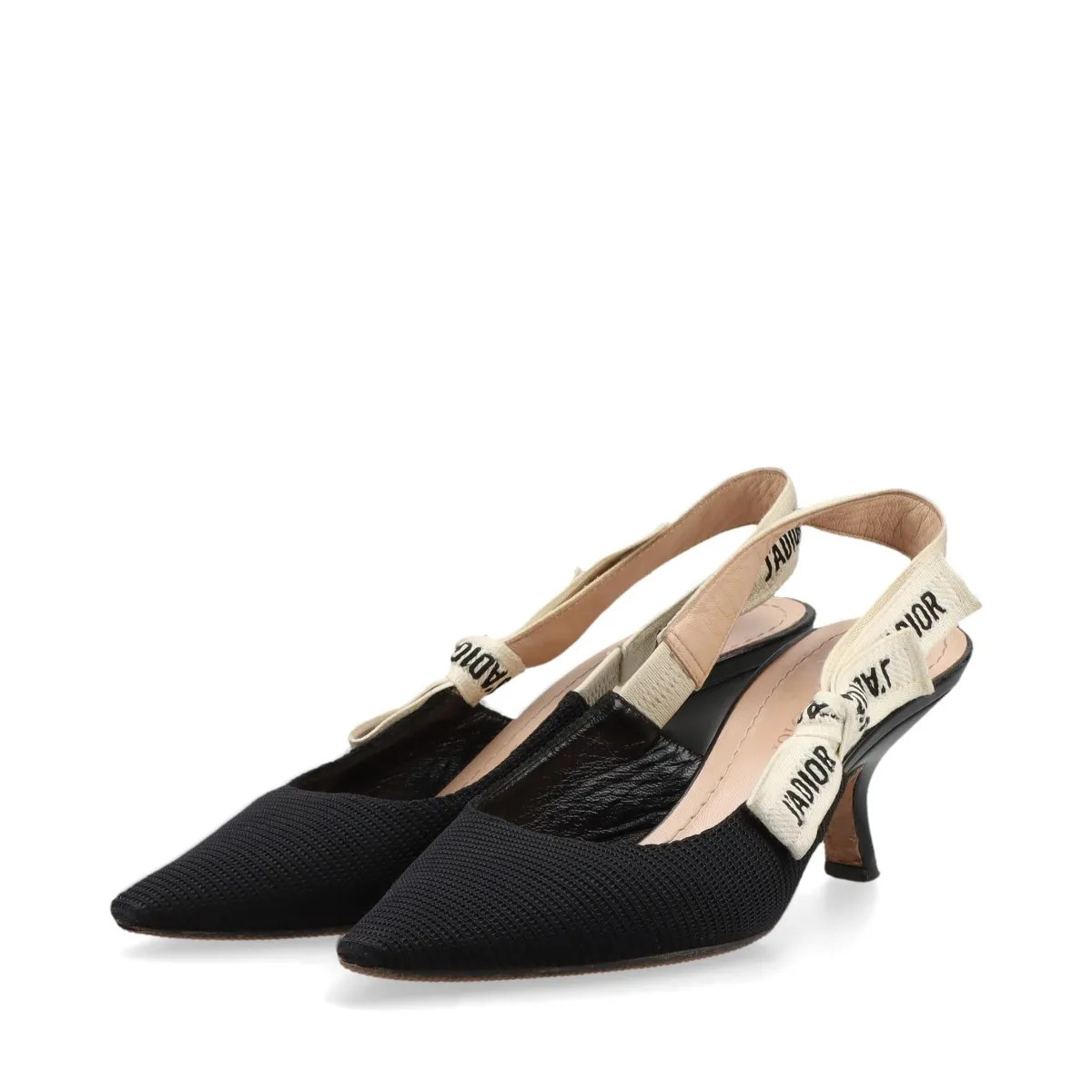 Christian Dior J'ADIOR Leather x fabric Strap Pumps Ladies' Black x ivory slingb thumbnail 5