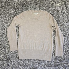 Banana Republic Sweater Mens Large Beige Italian Merino Wool Crewneck Pullover