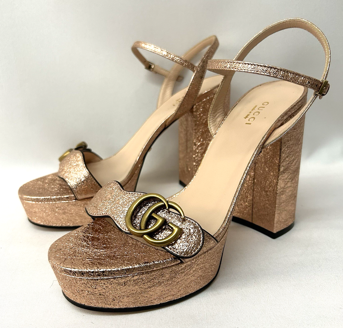 Gucci Galassia Rose Gold Platform Heeled Sandals Size 9 / 39 | eBay