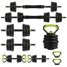 4-in-1 Adjustable Dumbbell Set 44Lbs, Multifunction Dumbbell Barbell Kettlebell
