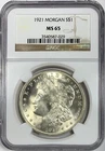 1921 $1 Morgan Silver Dollar, NGC MS 65, Nice Luster!