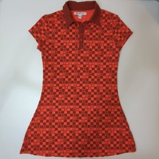 Urban Outfitters Collared Polo Dress Womens LG Red/Maroon Checkered Floral Y2K