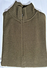 Vince Women's Ribbed Half Zip Sweater Olive Lightweight Sz L Retails 185
