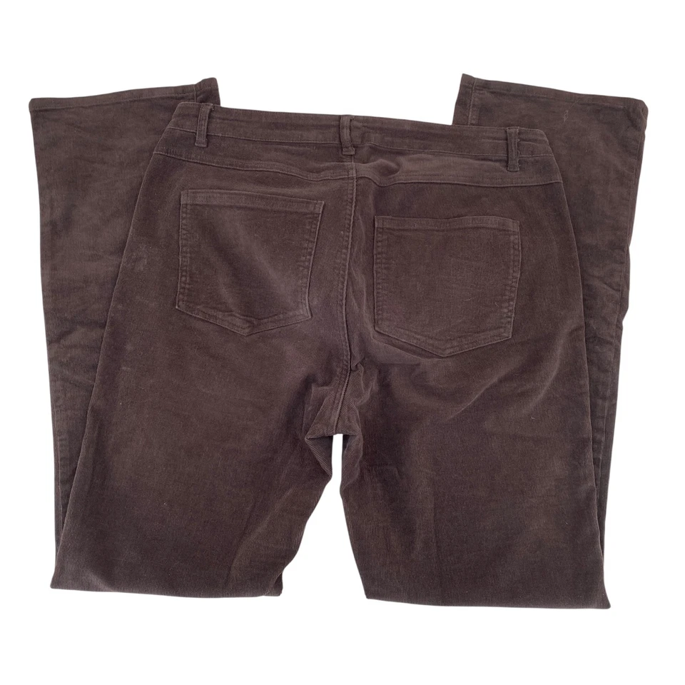 Женские коричневые вельветовые брюки Woman Within большого размера 14 Вт высокие эластичные плоские спереди - Изображение 2 из 4