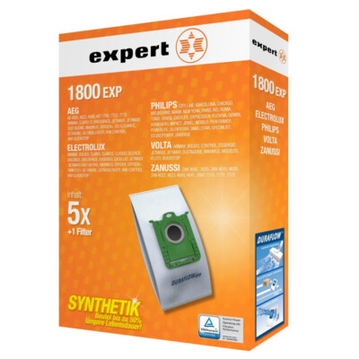 1800 EXP Staubsaugerbeutel 5 Stück + 1 Filter für optimale Leistung