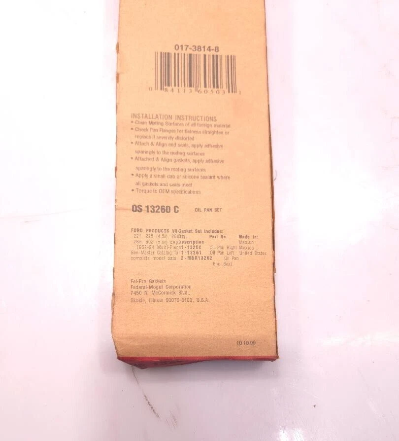 Ford F-100 1970 1979 1964 a 1995 Mustang Fel-Pro junta de cárter de aceite corcho Foto 4 de 4