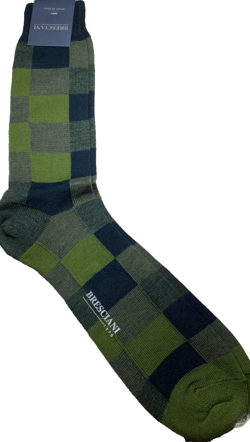 BRESCIANI Socks Men Italian/Green Multi/80%Lana/wool/20%Nylon/Poliam Size XL New