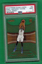 2015-16 PANINI CLEAR VISION KARL-ANTHONY TOWNS WHITE JERSEY ROOKIE RC PSA 9 MINT