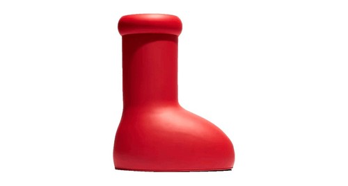 Prada Red Rubber Rain Boots Ankle Logo Monolithic Chunky  display picture 2