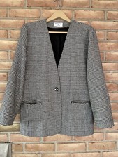 ALFRED DUNNER MADE USA Black, White Houndstooth Wool Lined BLAZER JACKET Size 14