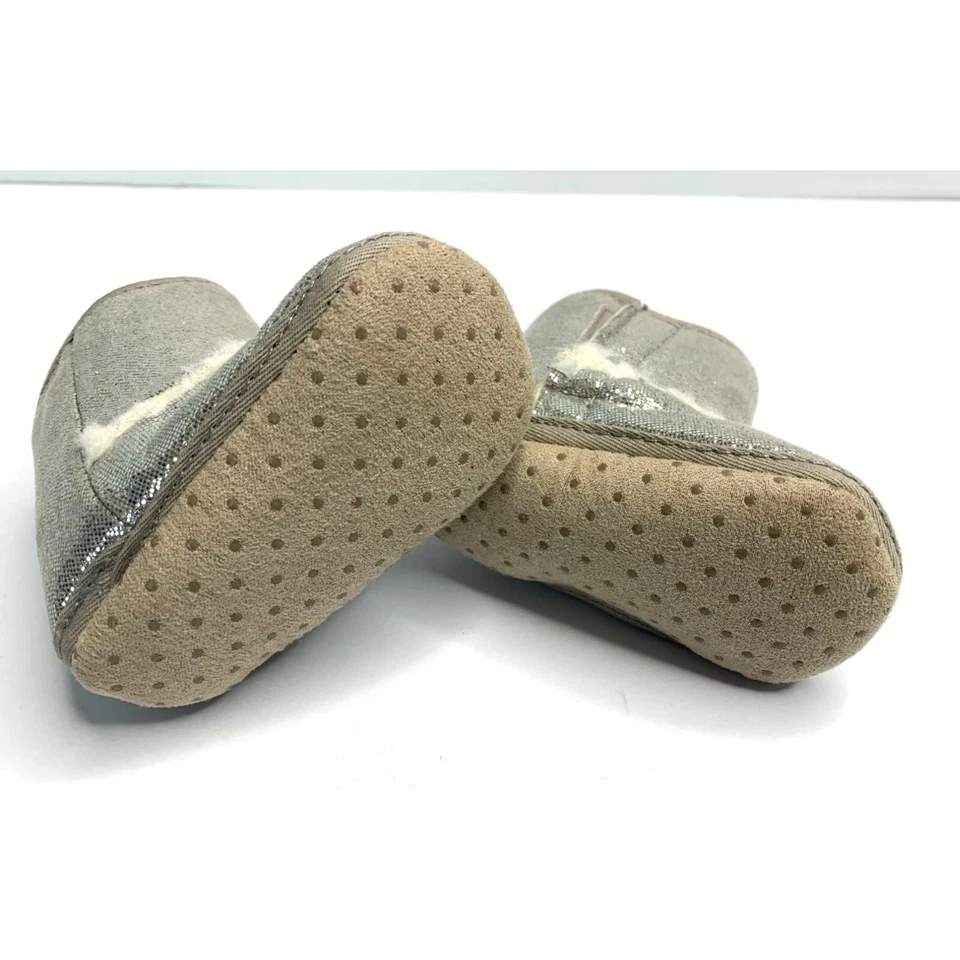 Botas antiguas azul marino para niñas bebé bebé talla 2 3 6 meses plateadas brillantes forradas de piel Ankl Foto 2 de 4