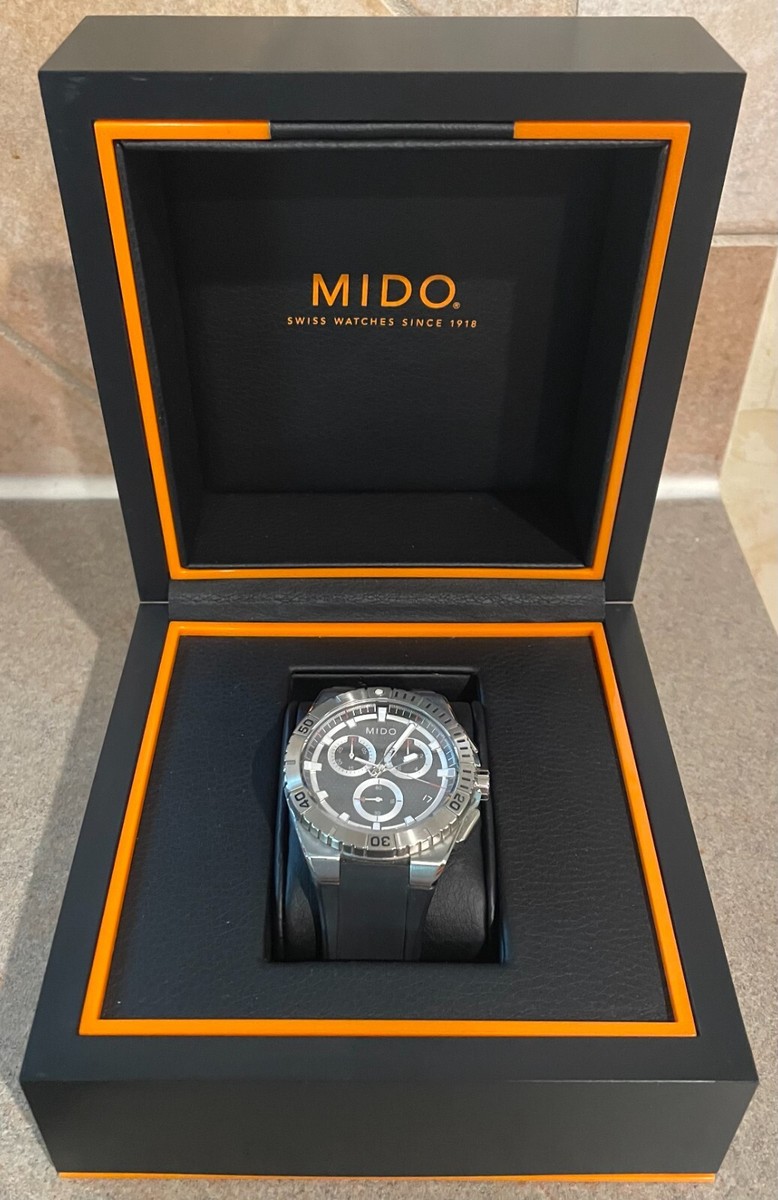 Mido Ocean Star GMT Chronograph Black Dial Rubber Strap Men's