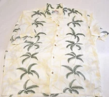 Vintage Paradise Found Men's Size XLarge 100% Rayon Bamboo White Hawaiian Shirt