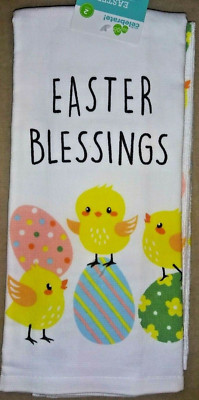 Kohls Celebrate Easter Blessings Kitchen Towels Set of 2 CHICKS AND EGGS