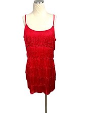 NWT River Island Womens Red Fringed Flapper Dress Size US 10 UK 14