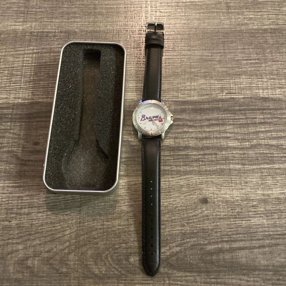 MLB Atlanta Braves Game Time Watch New Black Leather Band - Image 2 of 4